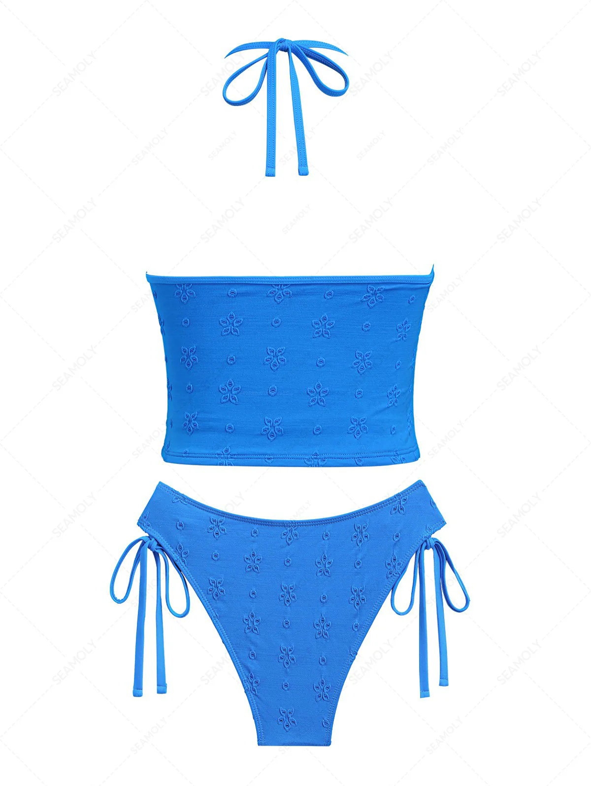 Seamolly – Bikini-Tankini-Set aus recyceltem Stoff mit floralem Jacquard-Neckholder und seitlicher Schnürung - Image 6