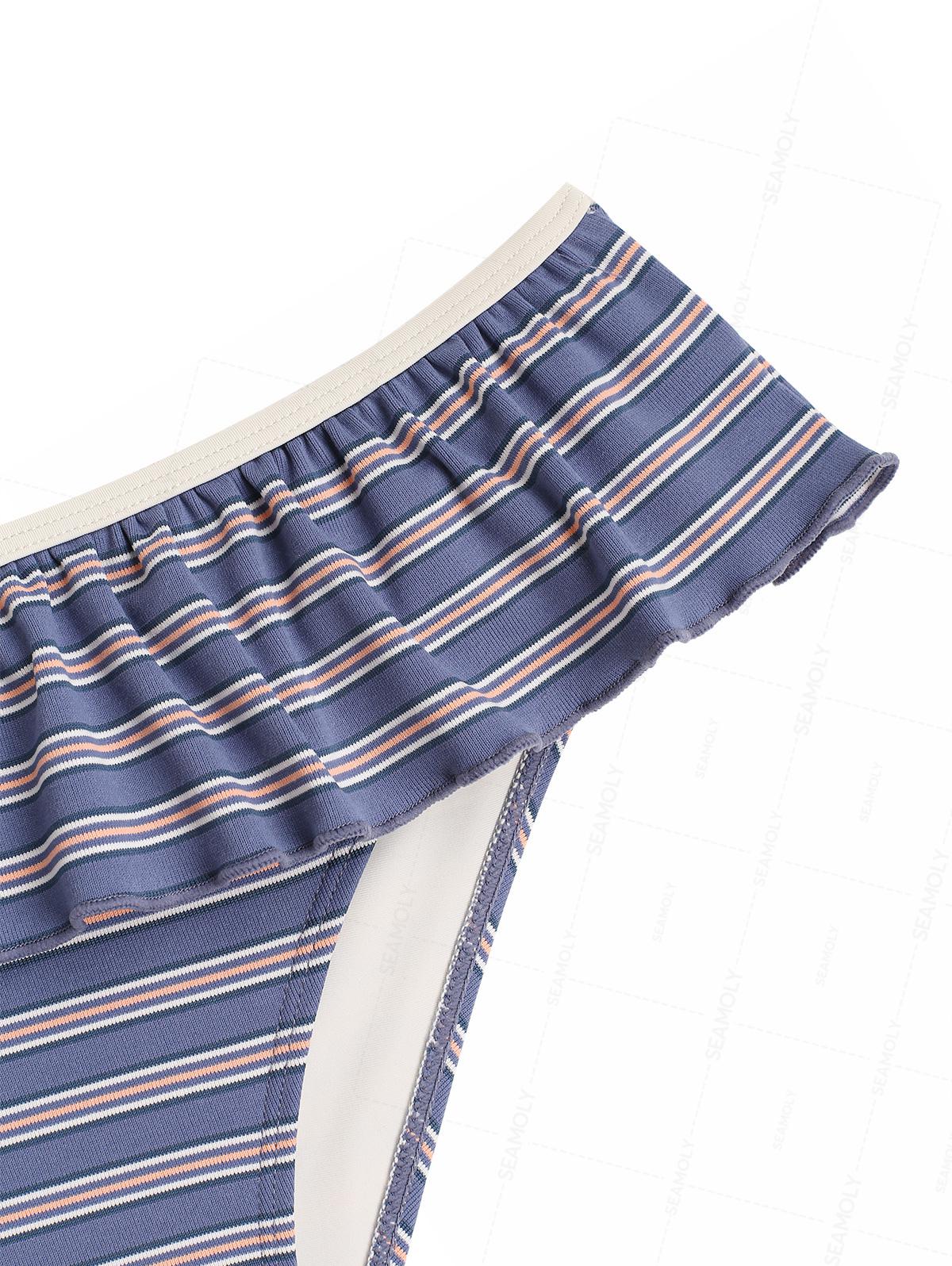 Seamolly Bikini-Set aus geripptem Strick, bestehend aus Push-up-Oberteil und Bikinihose mit Schößchen. - Image 5