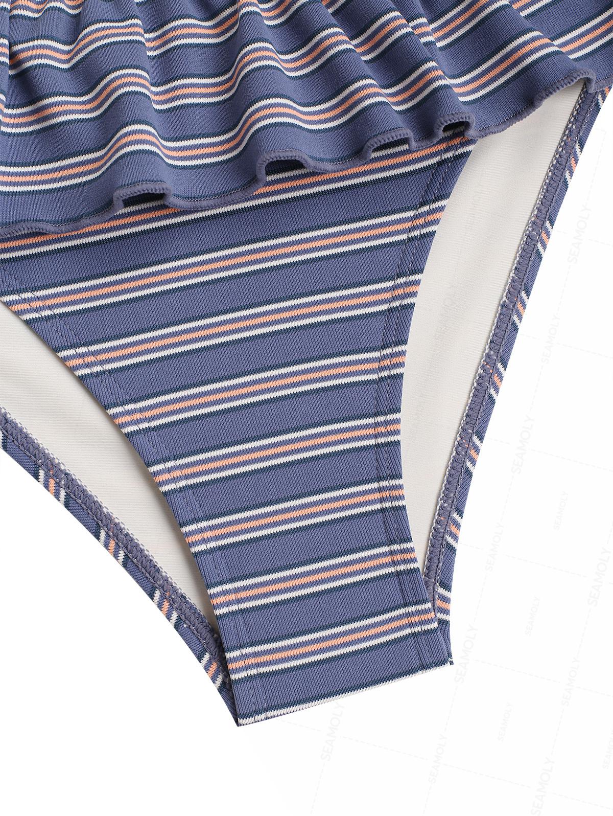 Seamolly Bikini-Set aus geripptem Strick, bestehend aus Push-up-Oberteil und Bikinihose mit Schößchen. - Image 6