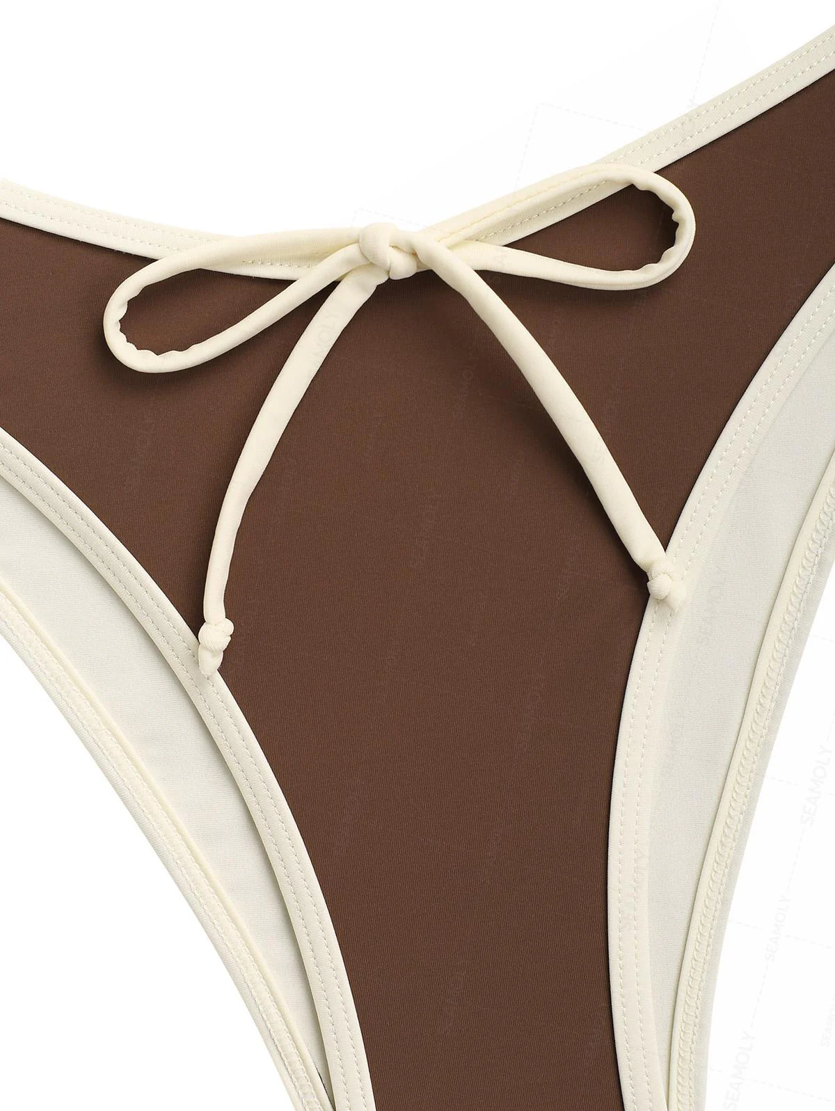 Seamolly Contrast Binding Bowknot Tank Style Cheeky Bikini Set - Image 5