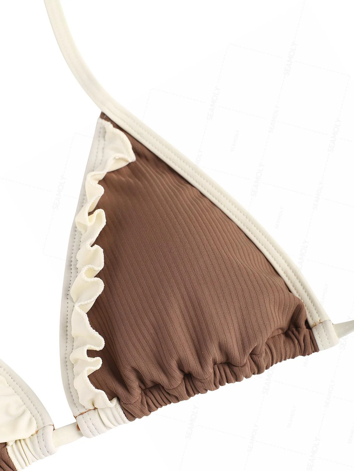 Seamolly Bikini-Set mit geripptem Rüschenbesatz und Neckholder-Triangel-Boyshorts - Image 3