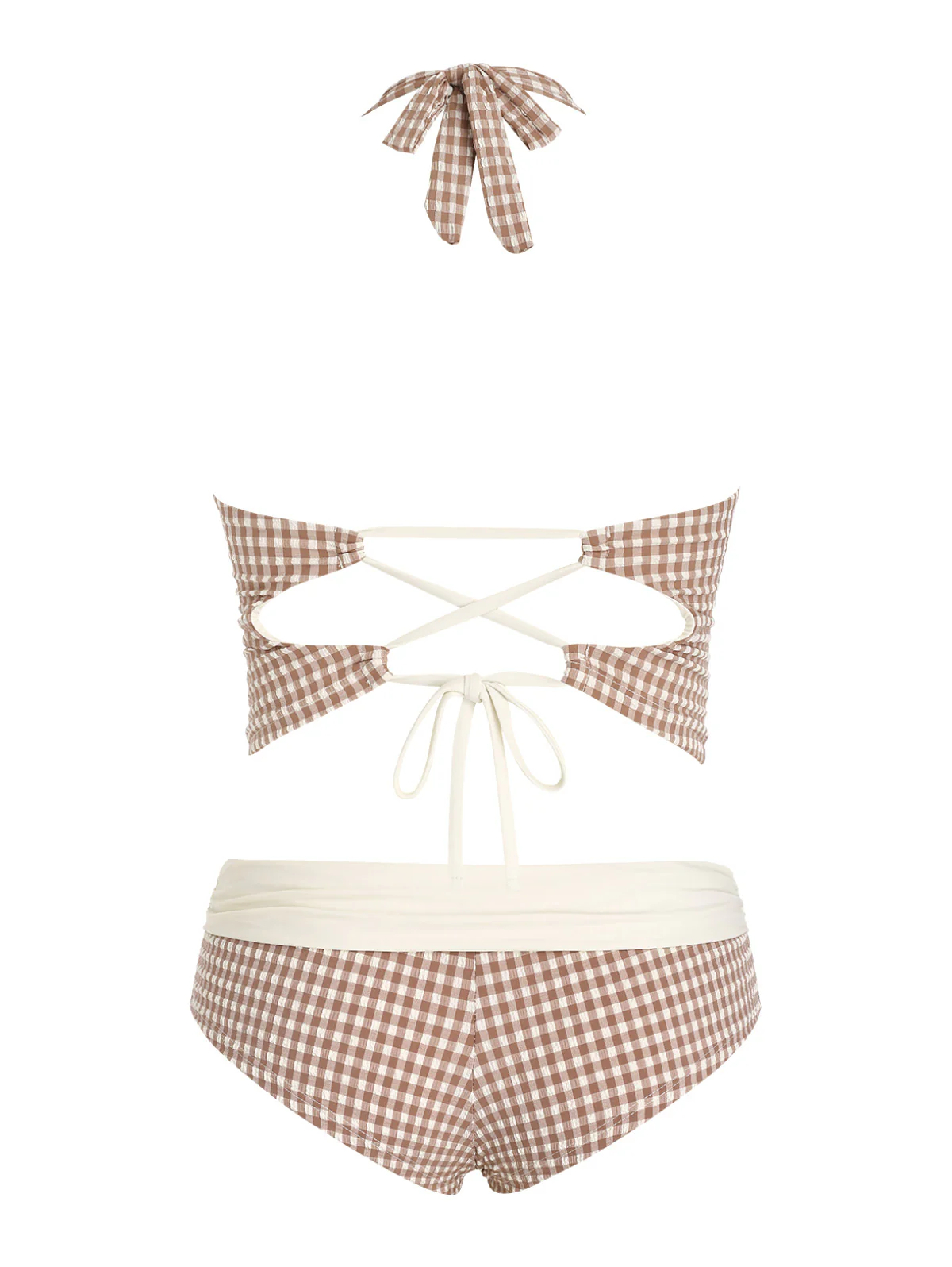 Seamolly 1950er Pin-Up Retro Vintage Gingham Neckholder Tank Top & Raffed Boyshorts Tankini Set - Image 9