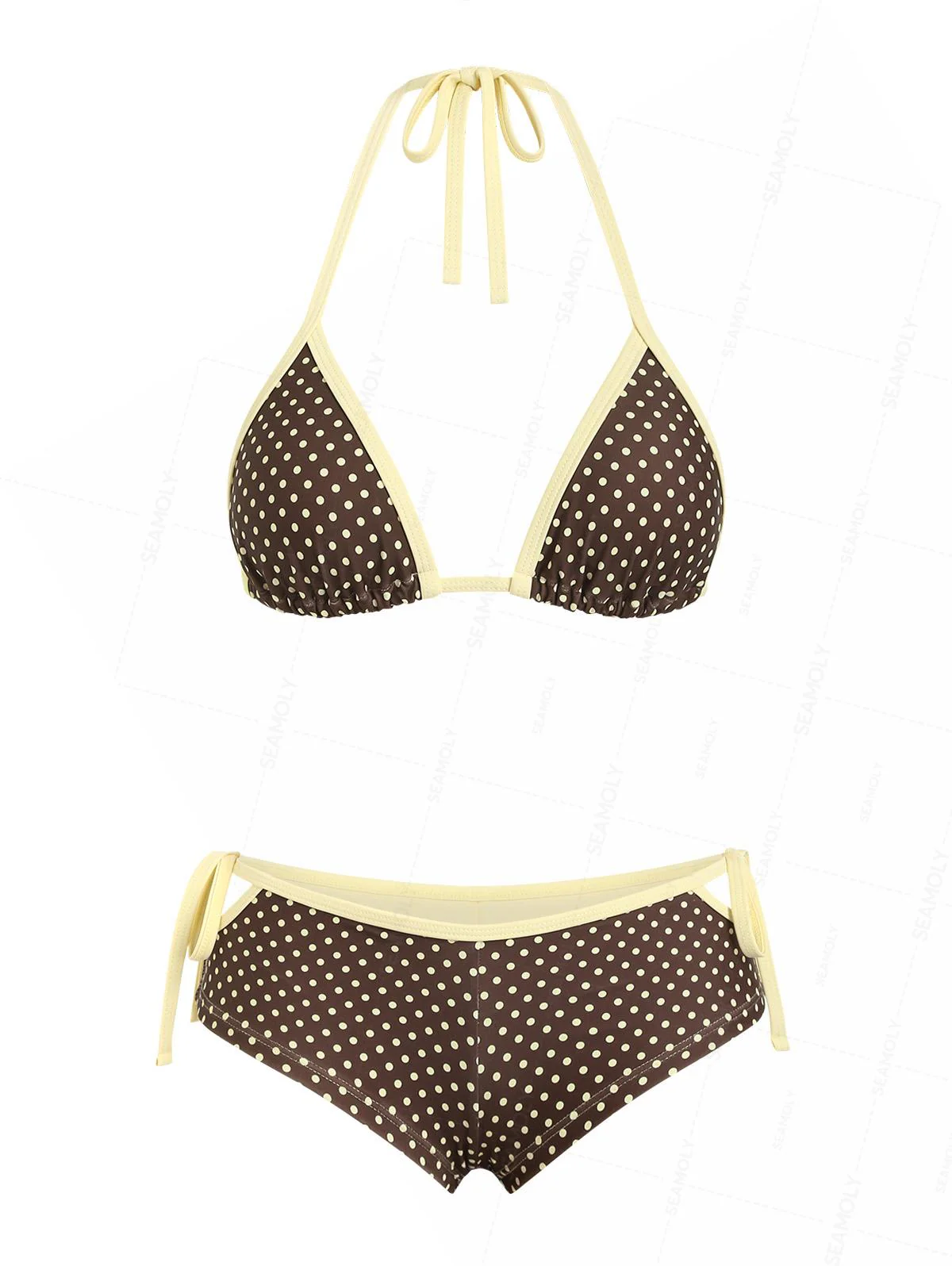 Seamolly Bikini-Set mit Polka-Dots, kontrastfarbenen Einfassungen, Cut-outs und frechen Boyshorts