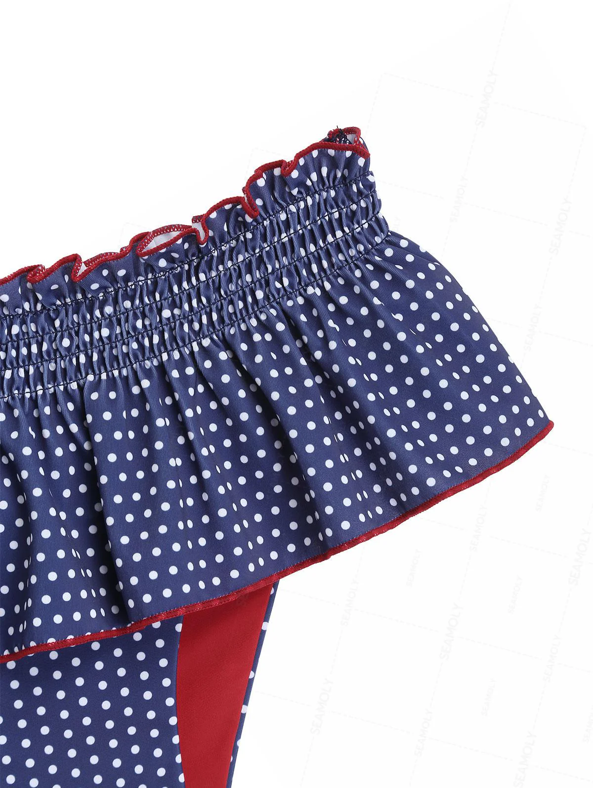 Seamolly Bikini-Set mit Polka-Dot-Print, kontrastfarbener Einfassung und gerafften Rüschen für den 4. Juli - Image 5