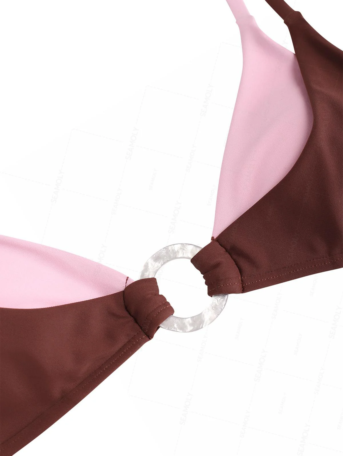 Seamolly Colorblock Zweifarbiger O-Ring Doppellagiger Bikini-Satz - Image 3
