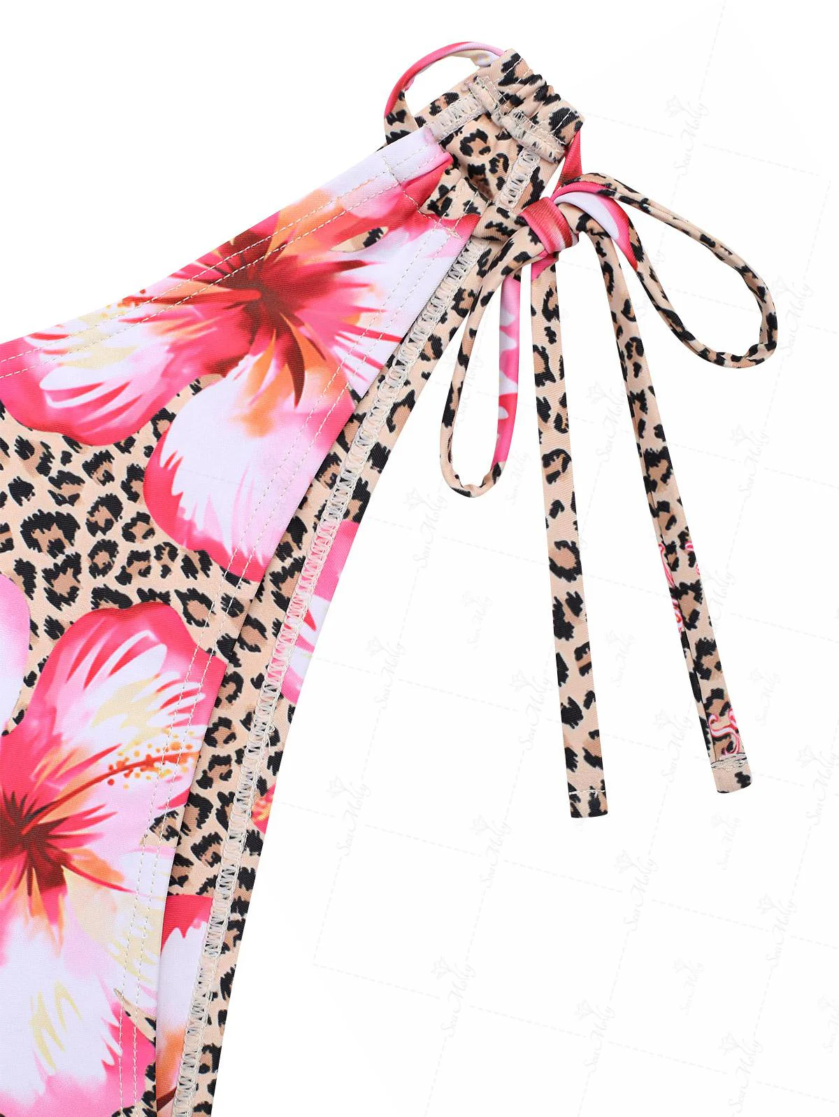 Seamolly Bikini-Tankini-Set mit Leoparden- und Blumenmuster, Neckholder und seitlichen Bindebändern – Hawaii-Stil - Image 5