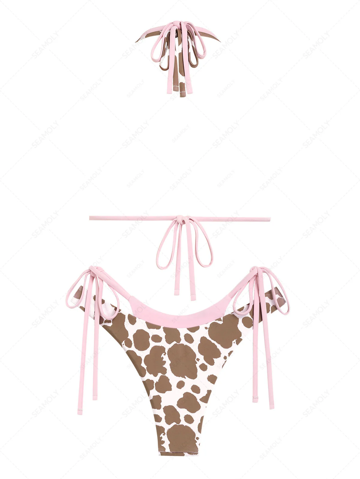 Seamolly Bikini-Set mit Kuhmuster in Kontrastfarbe und O-Ring, doppellagig - Image 2