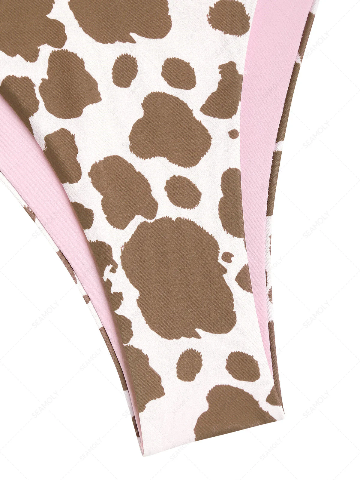 Seamolly Bikini-Set mit Kuhmuster in Kontrastfarbe und O-Ring, doppellagig - Image 5