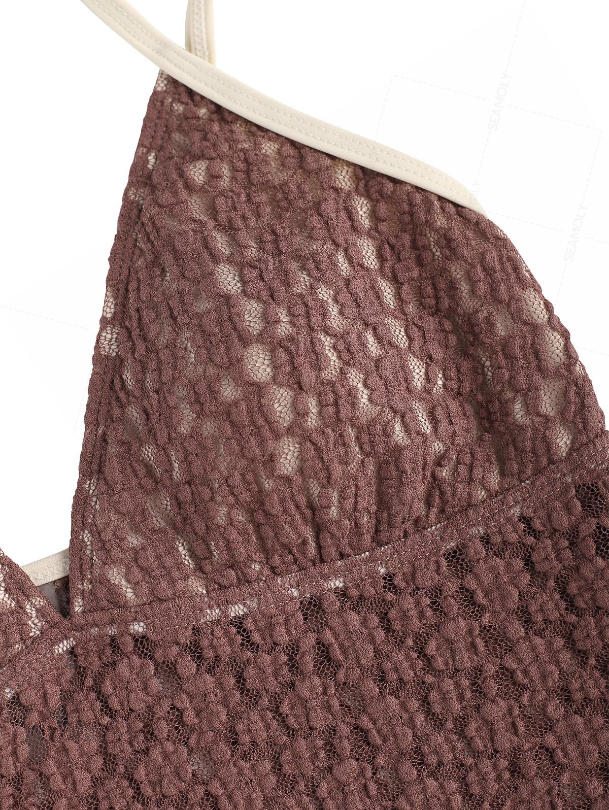 Seamolly Tankini-Set mit kontrastfarbenen Paspeln, Jacquard-Spitze und tiefem Ausschnitt - Image 3