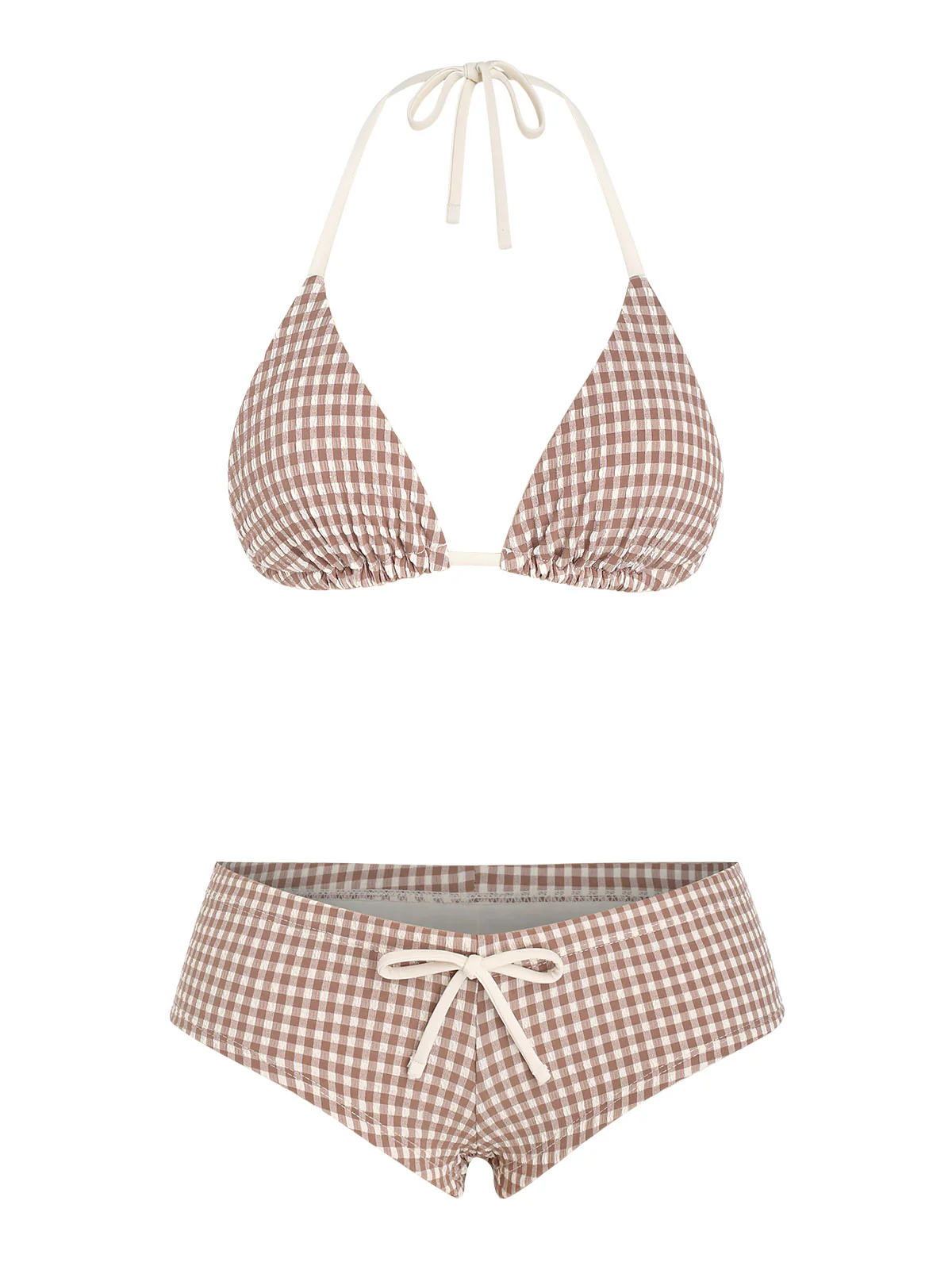 Seamolly Gingham Neckholder-Triangel-Bikini-Set mit Boyshorts - Image 2
