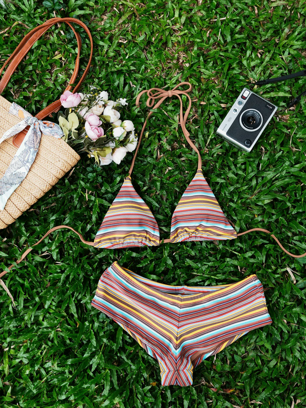 Seamolly Striped Halter Triangle Cheeky Boyshorts Bikini Set - Image 4