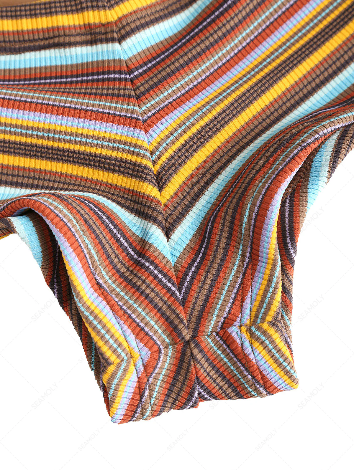 Seamolly Striped Halter Triangle Cheeky Boyshorts Bikini Set - Image 9