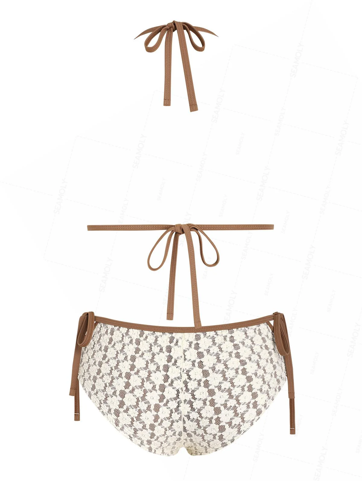 Seamolly Bikini-Set mit kontrastierender Einfassung, Spitzeneinfassung, Cut-outs und seitlichen Bindebändern - Image 5