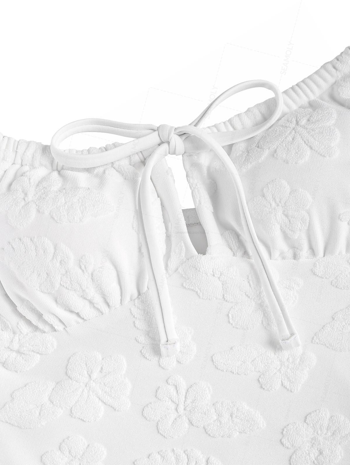 SeamollyTerry Jacquard Badeanzug mit Bindeband vorne - Image 3