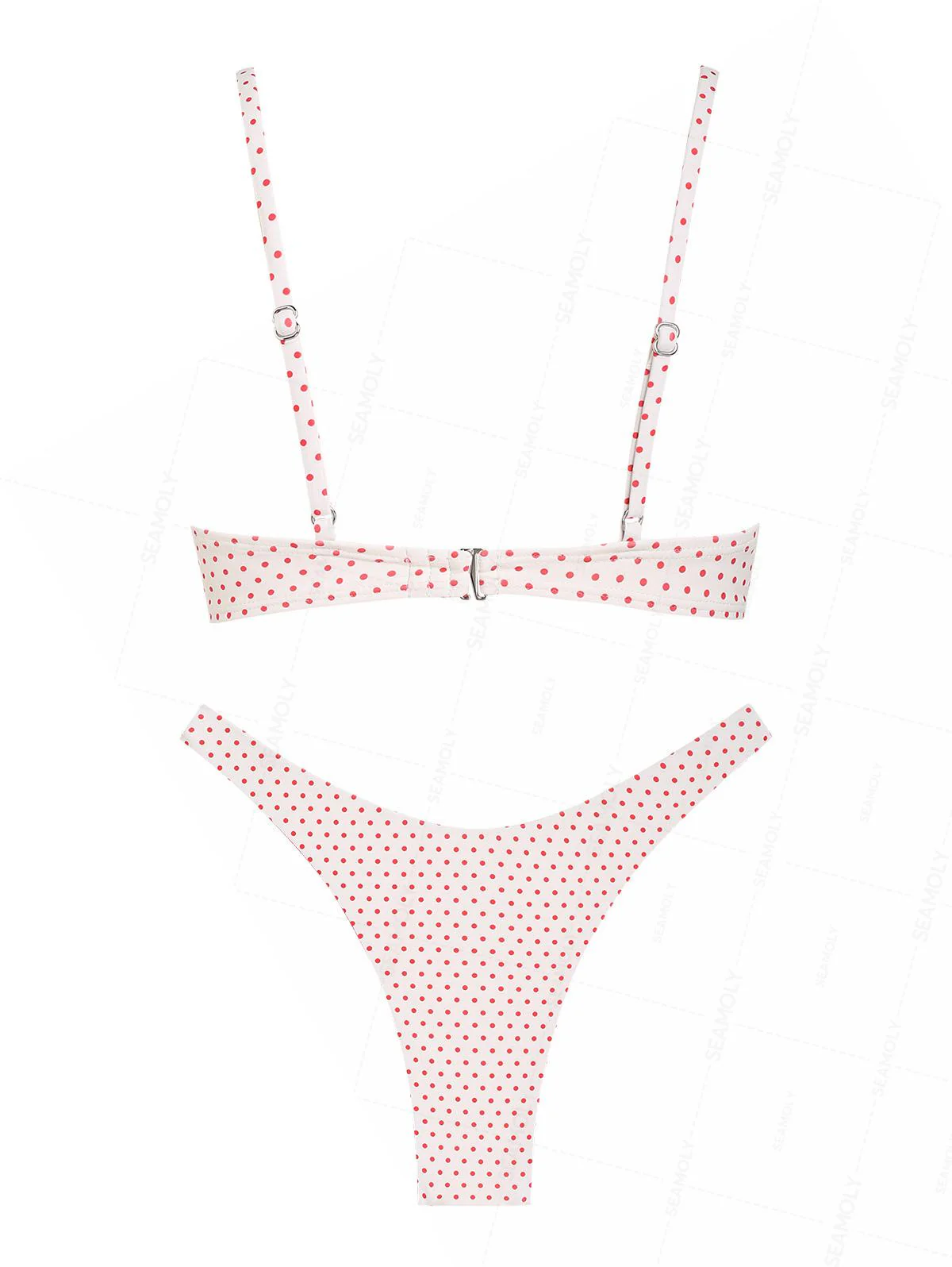 Seamolly Balconette-Bikini-Set mit gepunkteter Spitze, Schleife und Bügel - Image 7