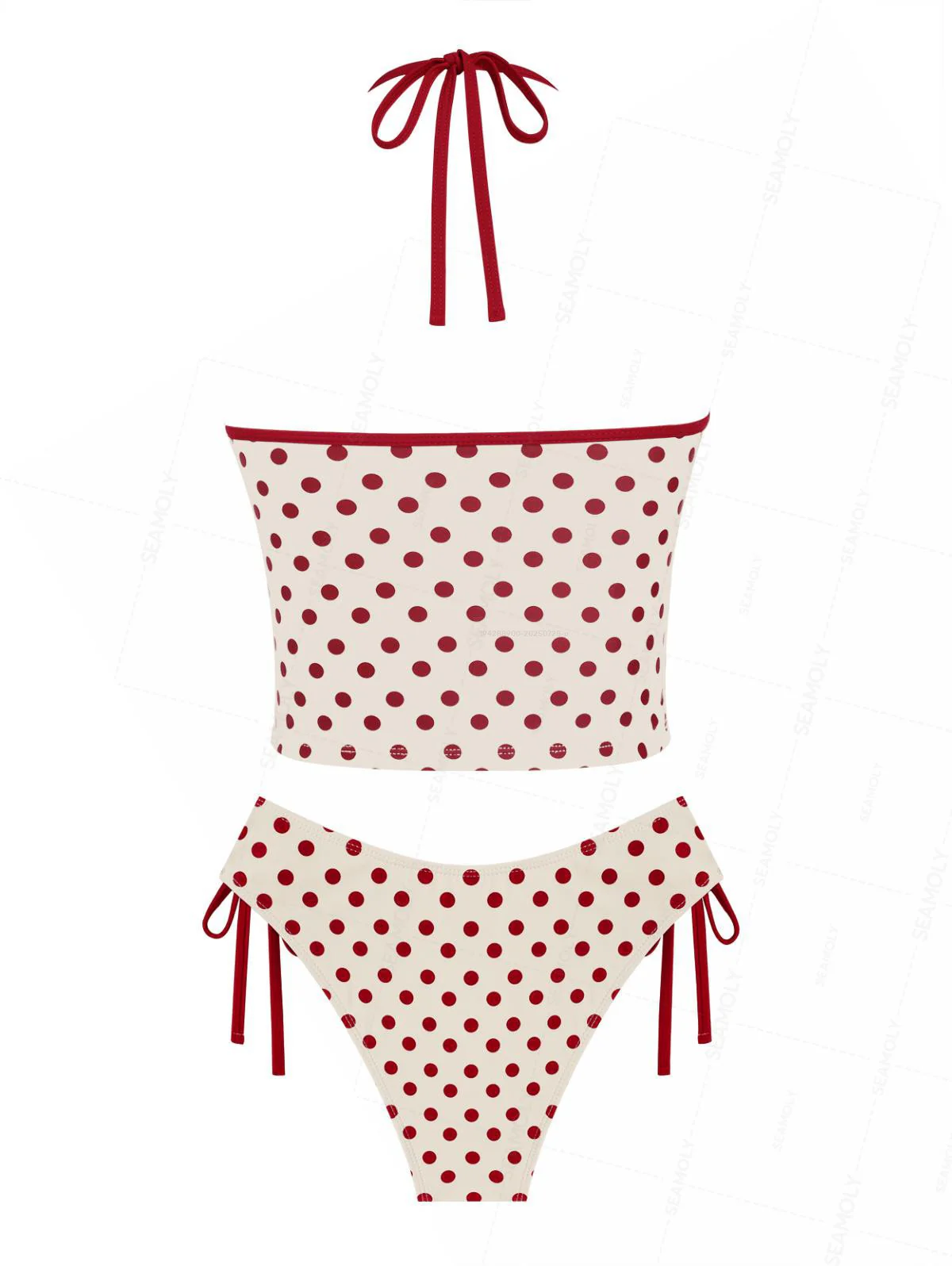 Seamolly – Gepunktetes Neckholder-Tanktop und voll bedeckende Hose – Tankini-Set - Image 3