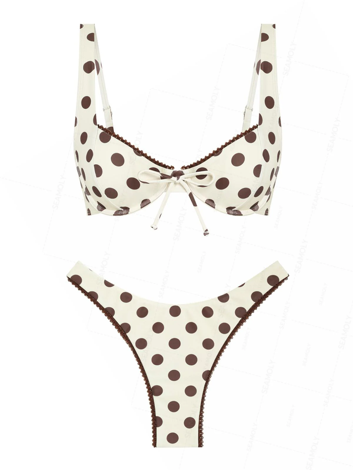 Seamolly Bügel-Bikini-Set mit Polka Dot-Print, Spitze und Schleife