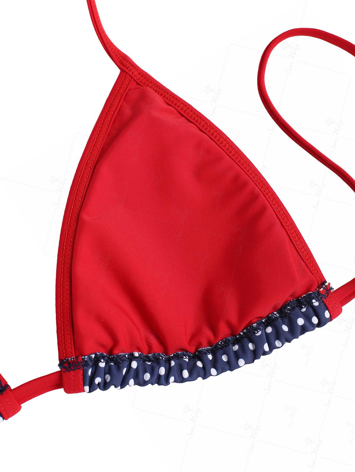 Seamolly Bikini-Set mit kontrastfarbenem Bund, Polka-Dots-Print, Neckholder, Triangel-Schnitt und seitlichen Bindebändern für den 4. Juli - Image 12