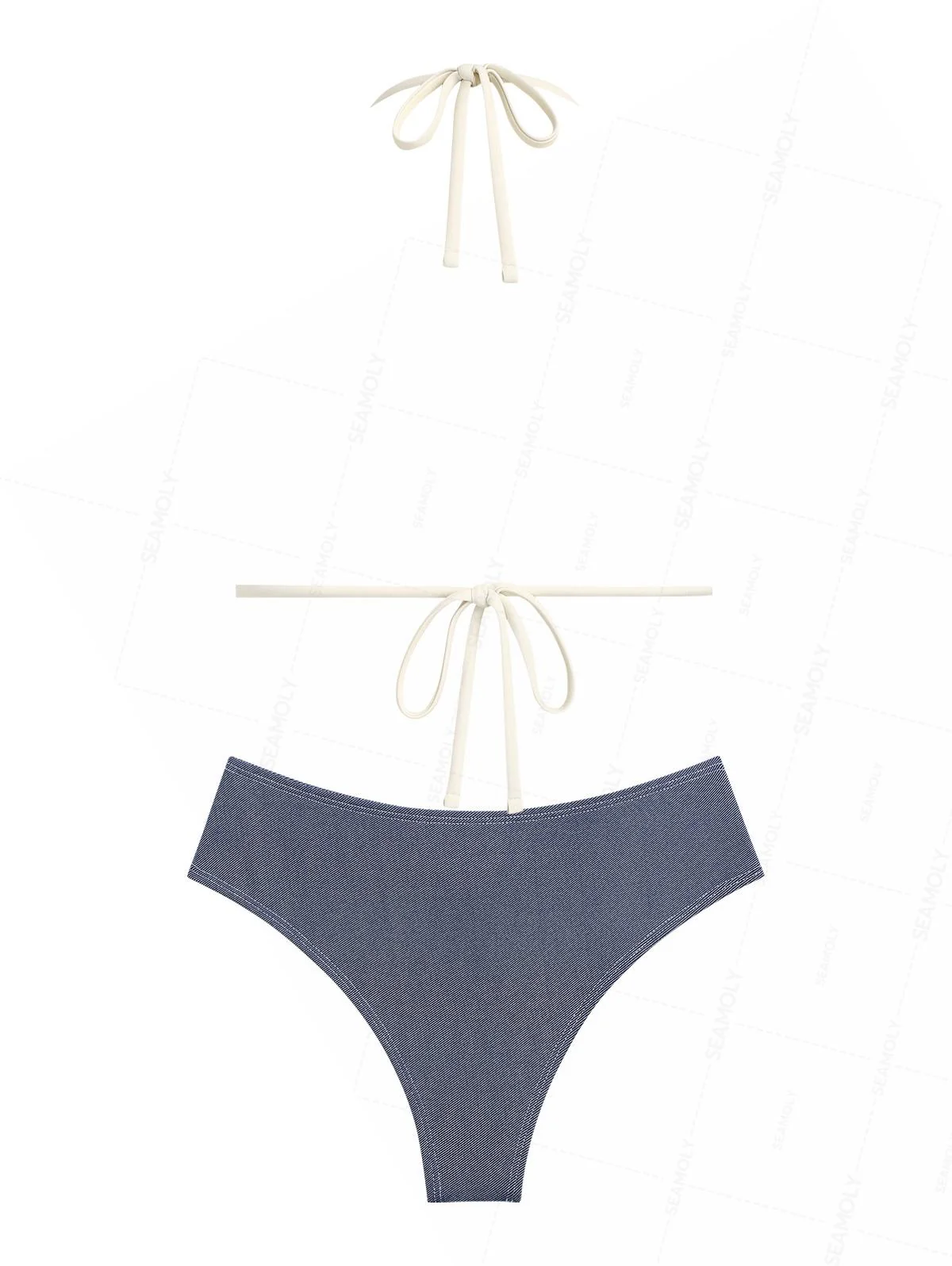 Seamolly Vintage Denim Ösen Schnür-Bikini-Set (halbbedeckt) - Image 2