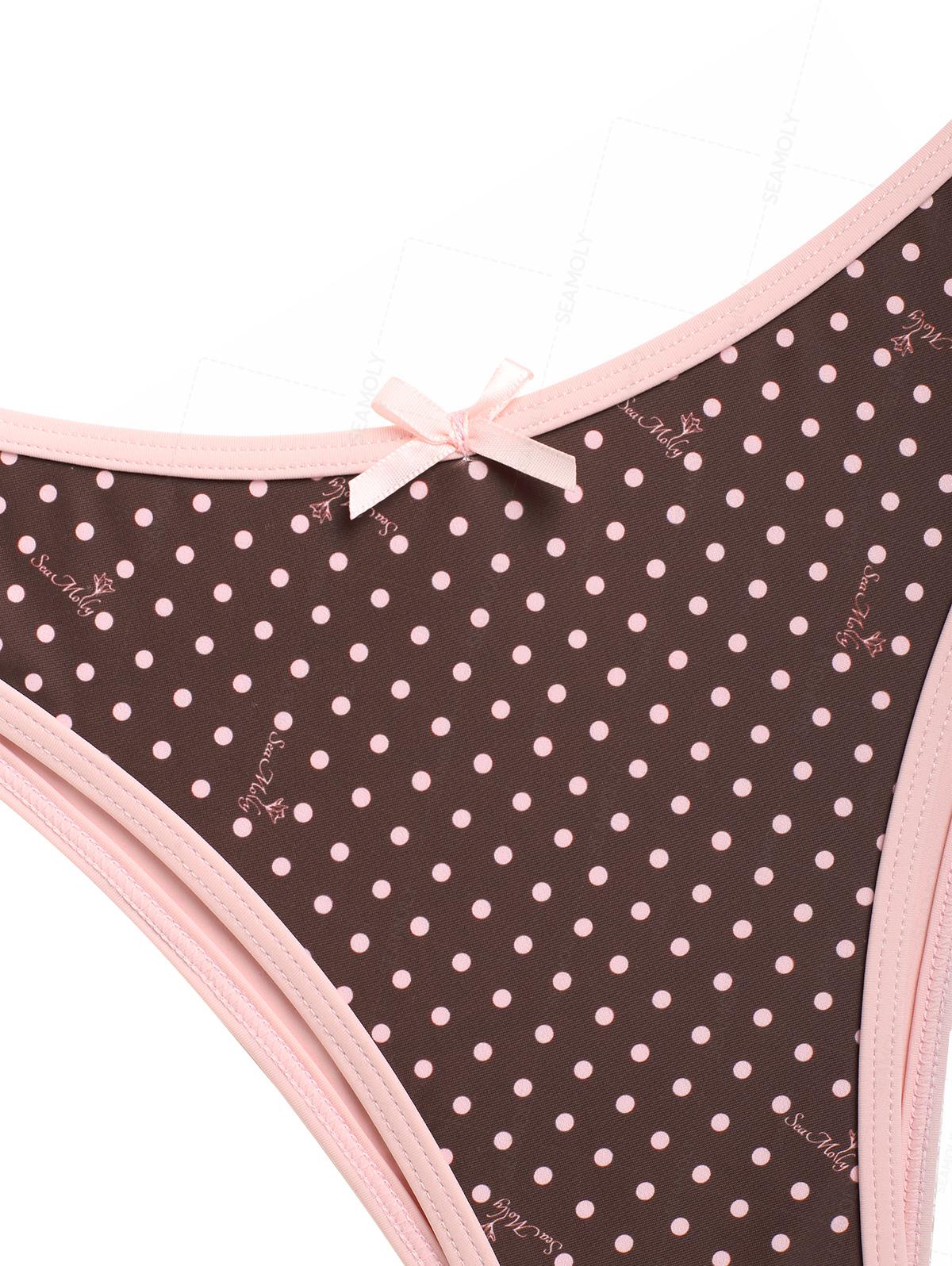 Seamolly Neckholder-Triangel-Bikini-Set mit kontrastierender Bindung und Polka Dots und Schleife - Image 4