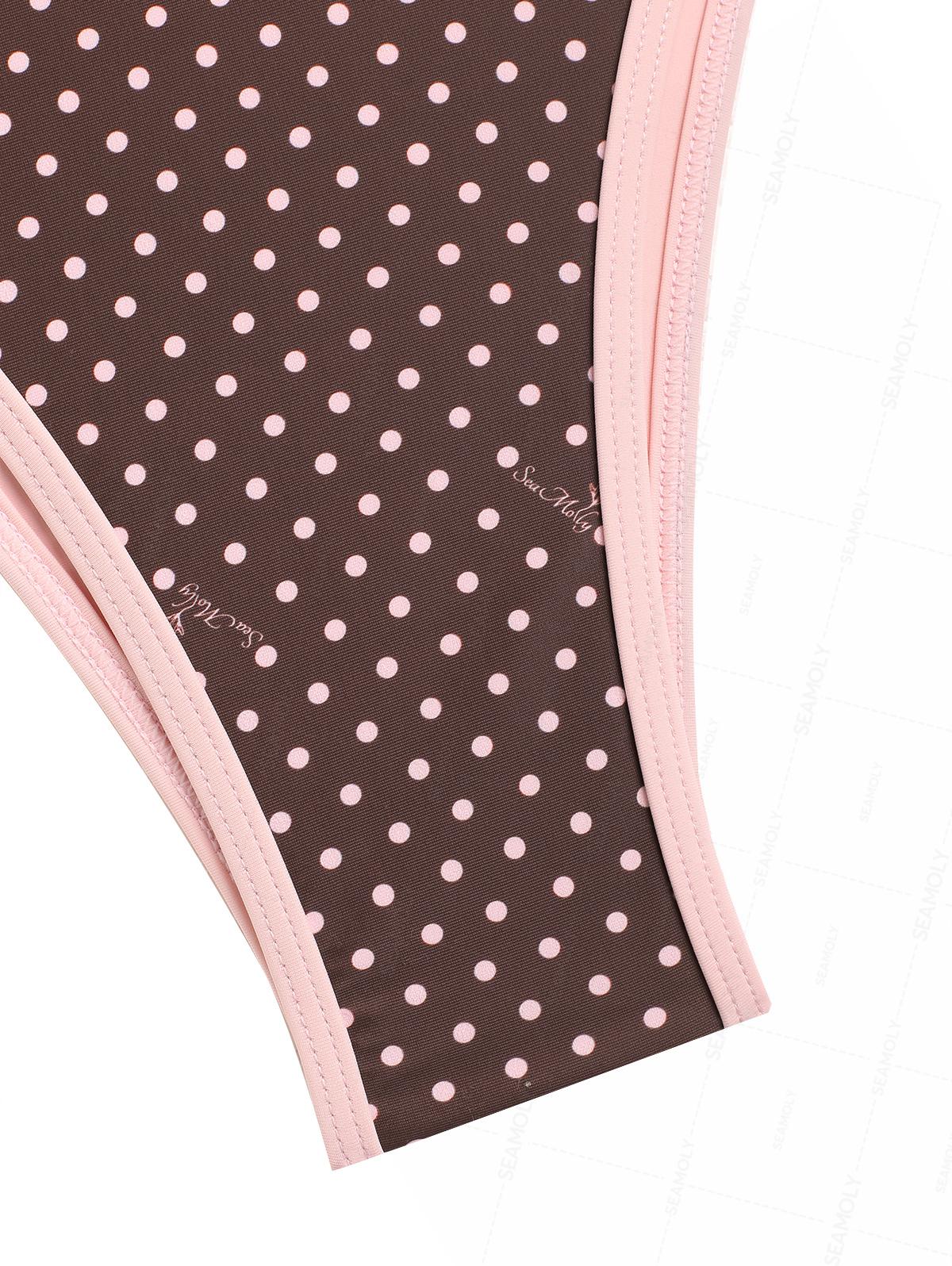 Seamolly Neckholder-Triangel-Bikini-Set mit kontrastierender Bindung und Polka Dots und Schleife - Image 5
