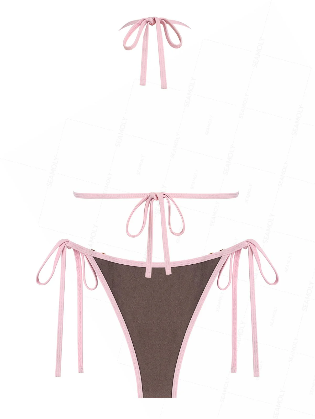Seamolly Bikini-Set mit kontrastfarbenen Strasssteinen und seitlichen Bindebändern - Image 3