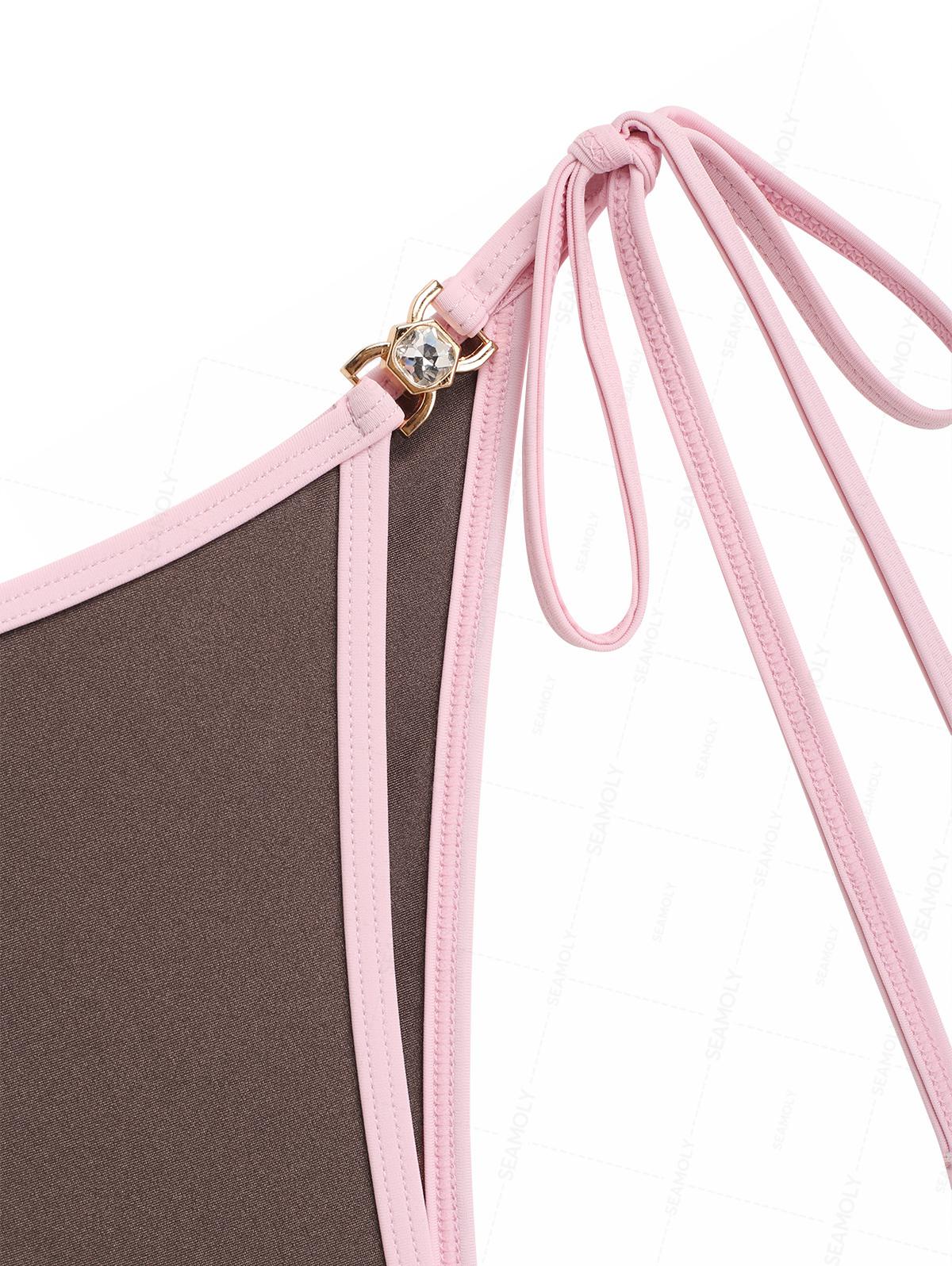 Seamolly Bikini-Set mit kontrastfarbenen Strasssteinen und seitlichen Bindebändern - Image 6