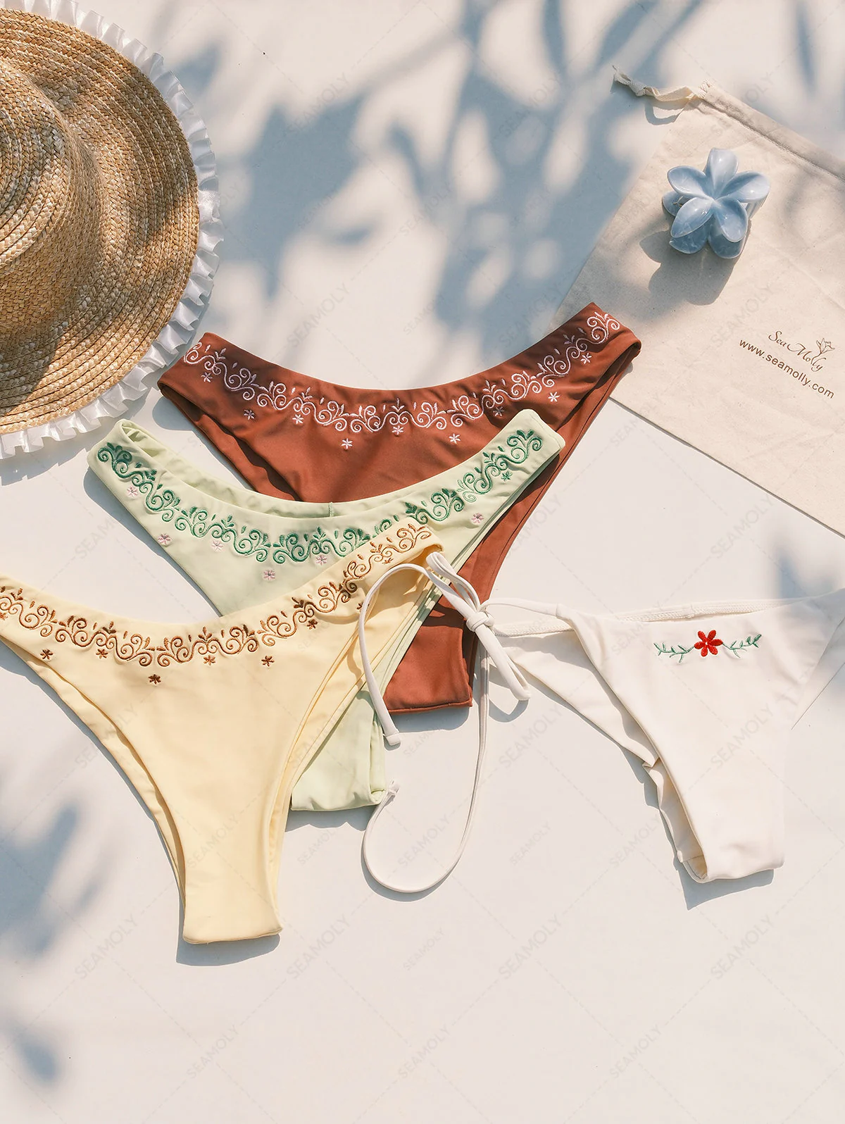 Seamolly besticktes Neckholder-Triangel-Bikini-Set mit Muschelkanten - Image 4
