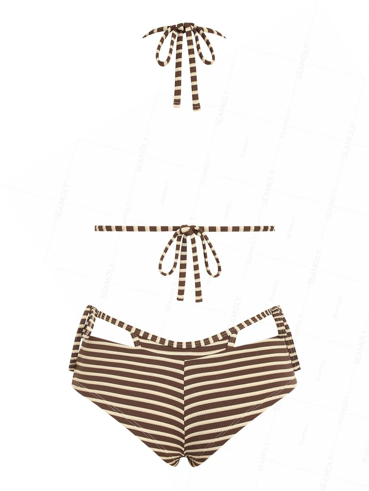 Seamolly Bikini-Set mit Streifenmuster, Triangel-Top und doppellagigen, frechen Boyshorts - Image 5