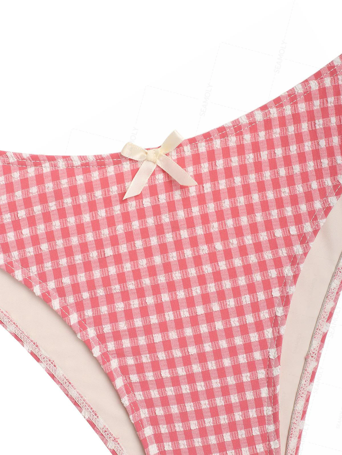 Seamolly Gingham-Tankini-Set mit gespleißten, gerüschten Rüschen und Schleifendekor - Image 6