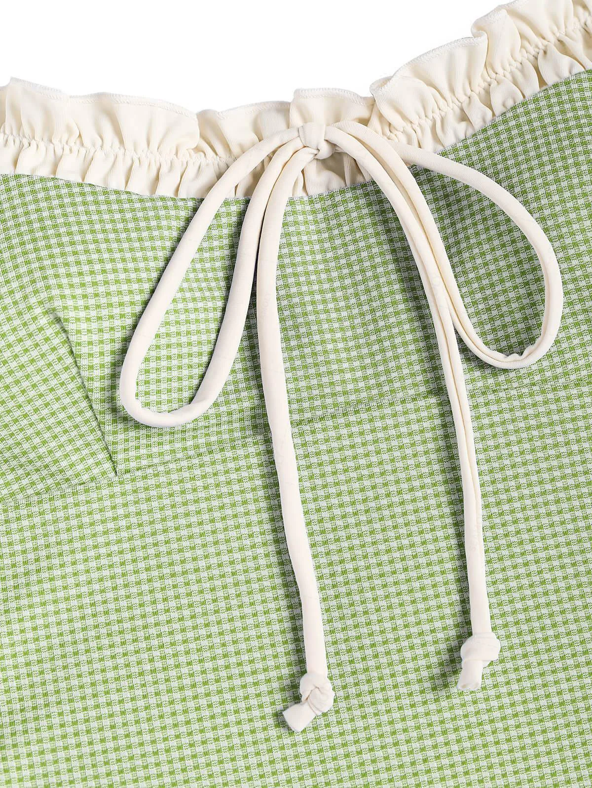 Seamolly Gingham-Tankini-Oberteil mit gespleißten, gerüschten Rüschen und Schleifendekor - Image 3