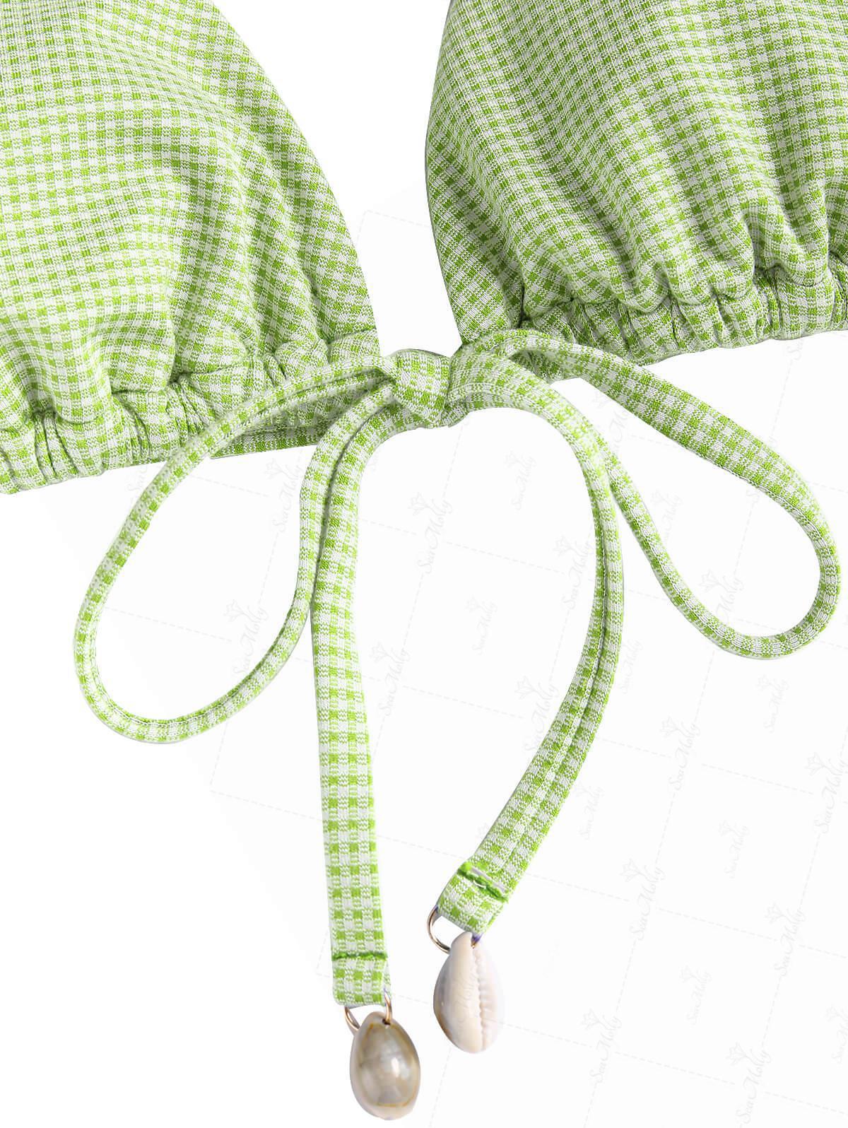 Seamolly Vintage Gingham Muscheldekor Triangel-Bikini-Set mit Triangel-Oberteil und frechem brasilianischem Höschen - Image 8