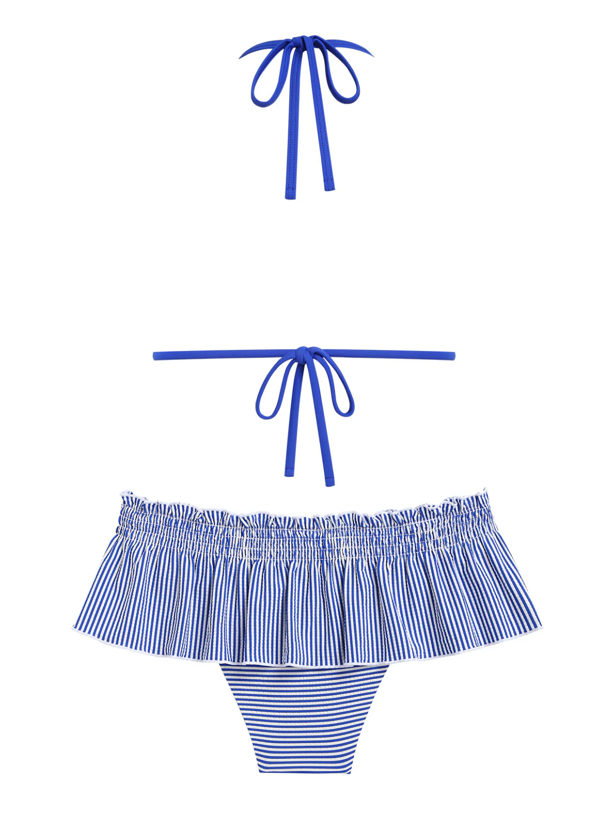 Seamolly Bikini-Set mit Streifen, kontrastfarbener Einfassung und gerafftem Schößchen - Image 2