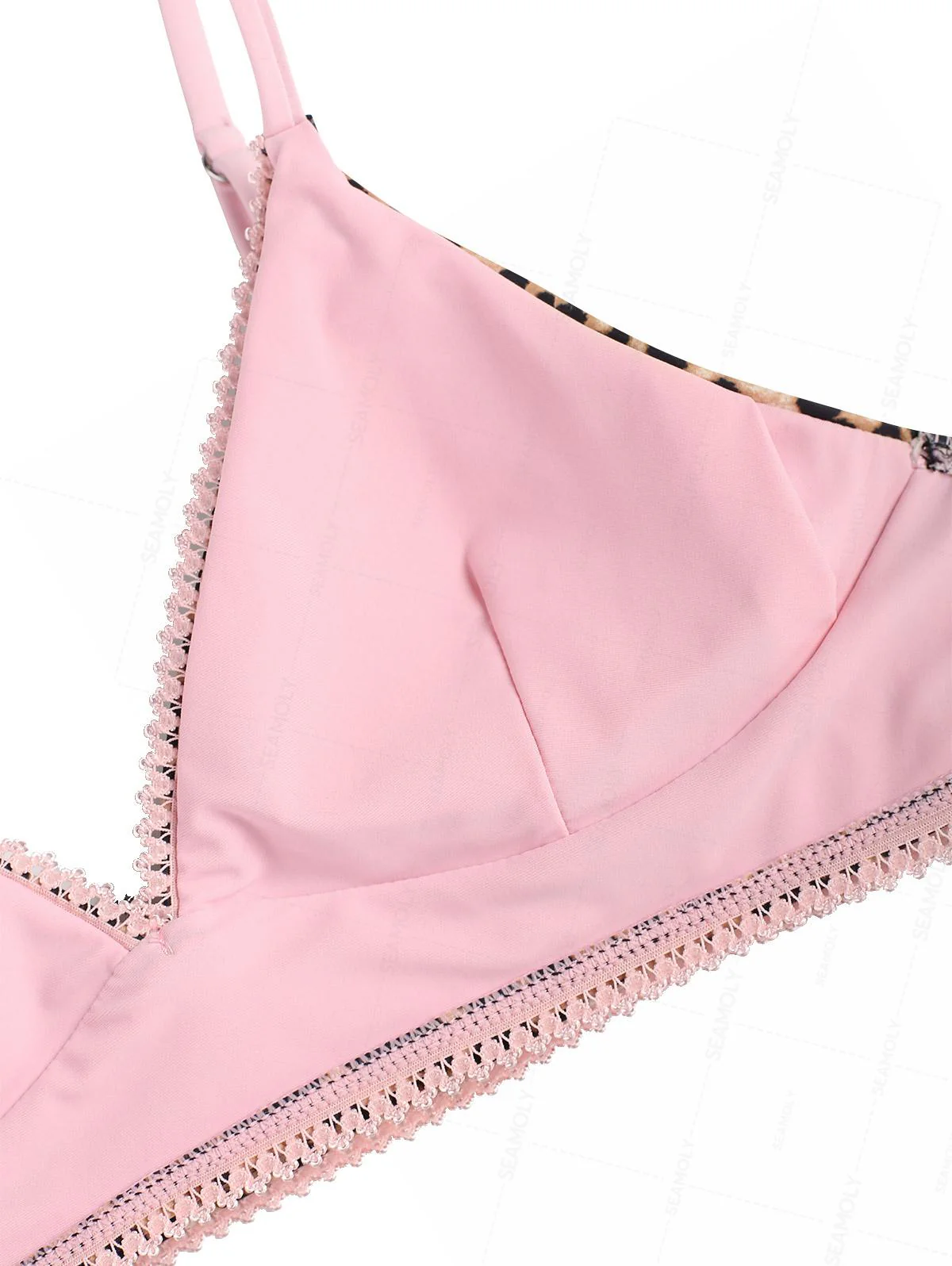 Seamolly Bikini-Set im Tank-Stil mit Leopardenmuster, kontrastierendem Spitzenbesatz und Schleifendekor - Image 4
