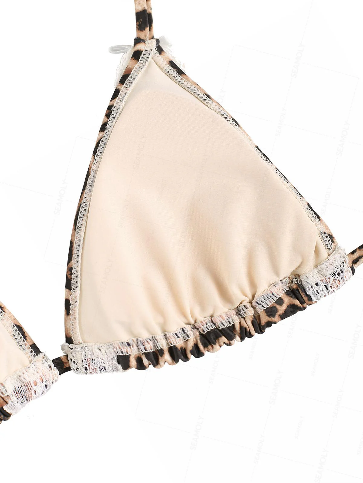 Seamolly Bikini-Set mit Leopardenmuster, Schleife, Neckholder, Dreieck, seitlicher Bindung - Image 4