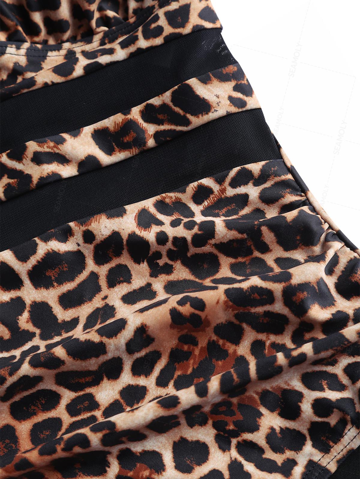 Seamolly Badeanzug mit Leopardenmuster, Mesh-Einsätzen und tiefem Ausschnitt - Image 4