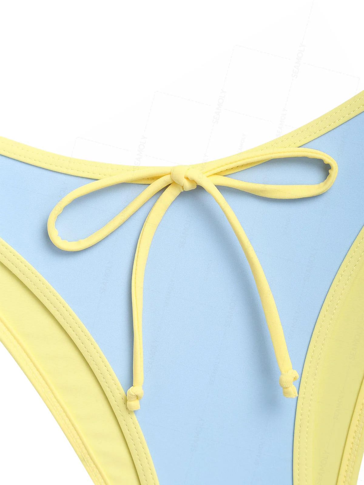 Seamolly Contrast Binding Bowknot Tank Style Cheeky Bikini Set - Image 5