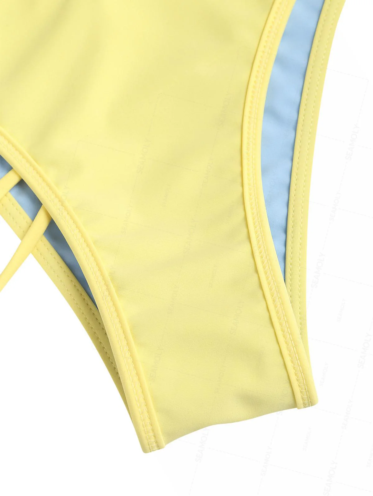 Seamolly Contrast Binding Bowknot Tank Style Cheeky Bikini Set - Image 6