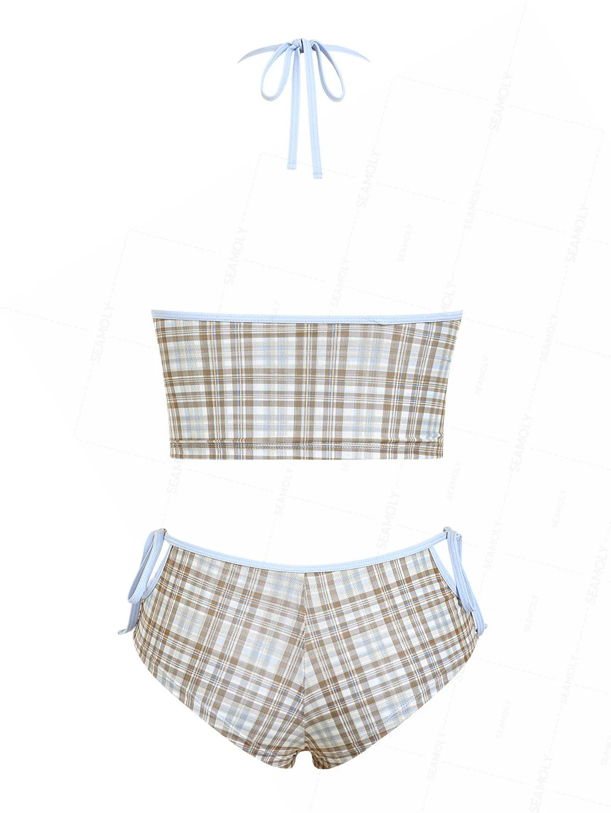 Seamolly Karo-Tankini-Set mit Neckholder, Cut-Outs, seitlichen Bindebändern und frechem Schnitt - Image 2