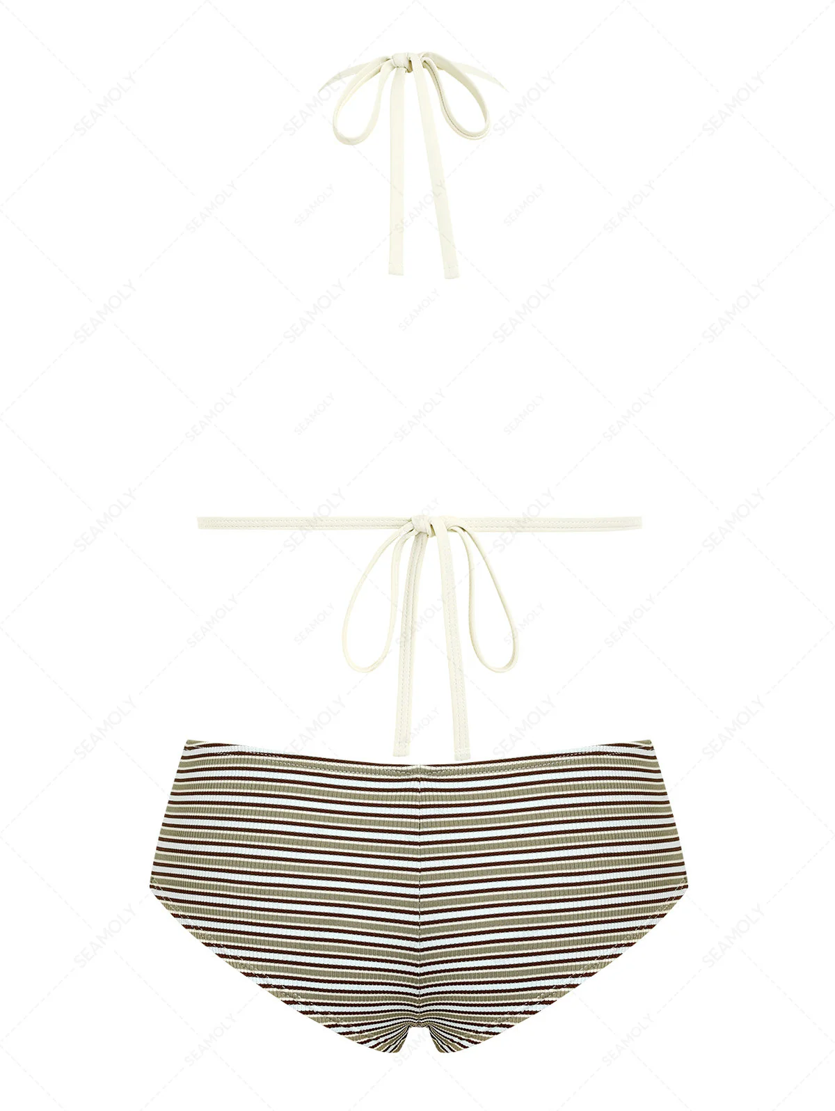 Seamolly Y2K Striped Triangle Push Up Top & Cheeky Boyshorts Bikini Set - Image 2