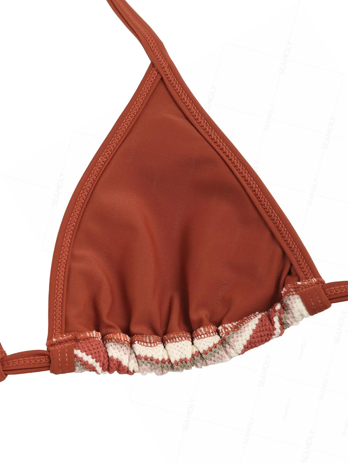 Seamolly Knit Striped Contrast Binding Cheeky Boyshorts Bikini Set - Image 4