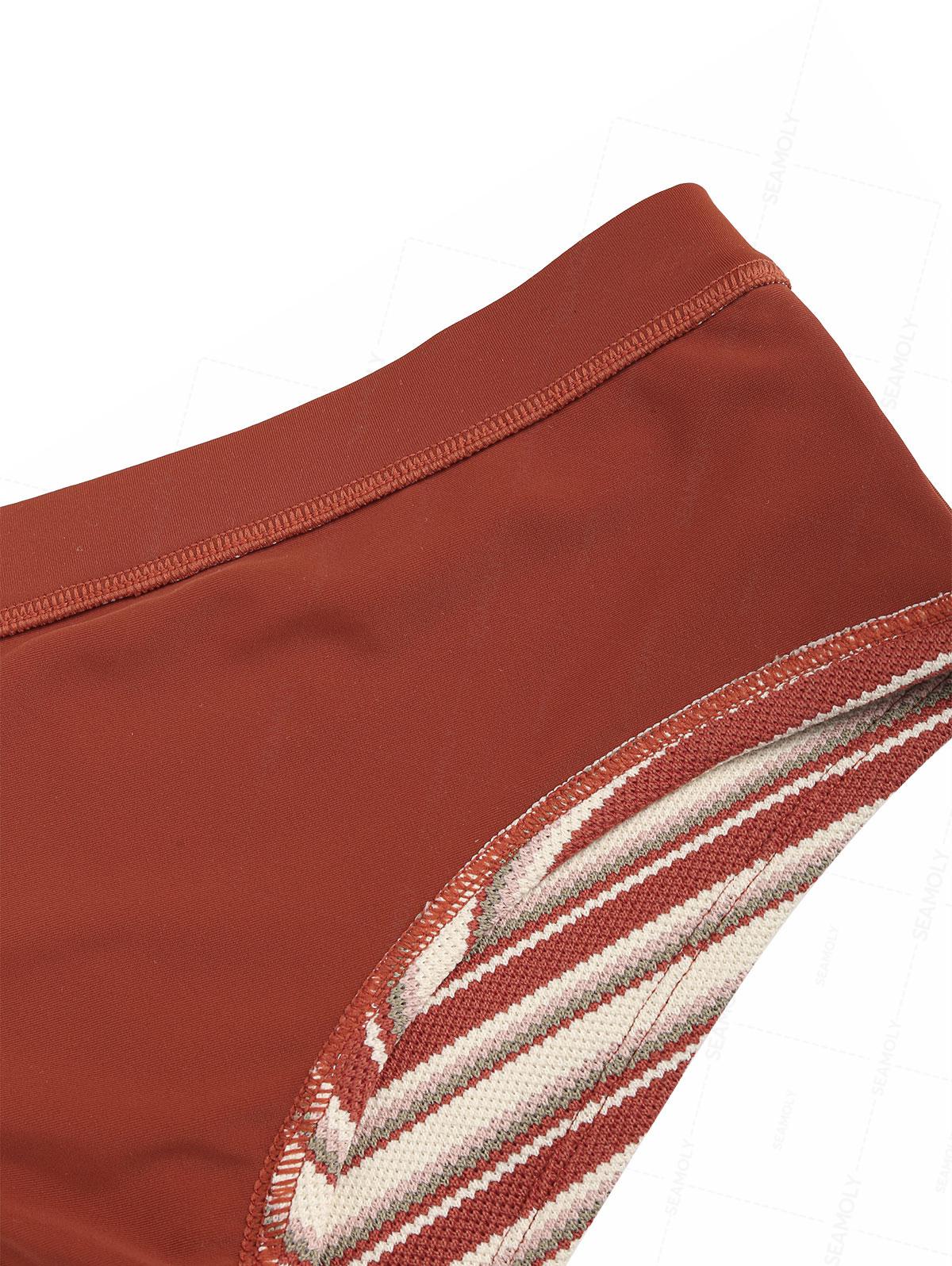 Seamolly Knit Striped Contrast Binding Cheeky Boyshorts Bikini Set - Image 6