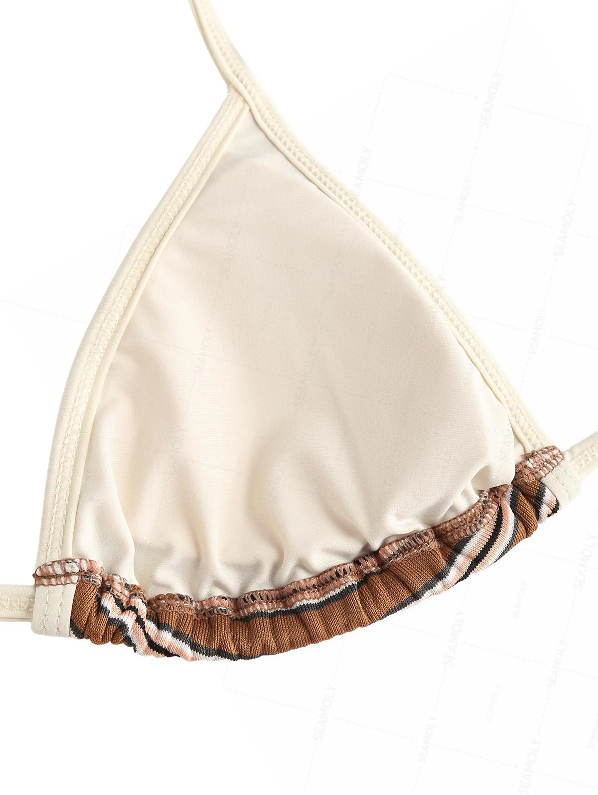 Seamolly Striped Contrast Binding Cutout Tied Cheeky Boyshorts Bikini Set - Image 4
