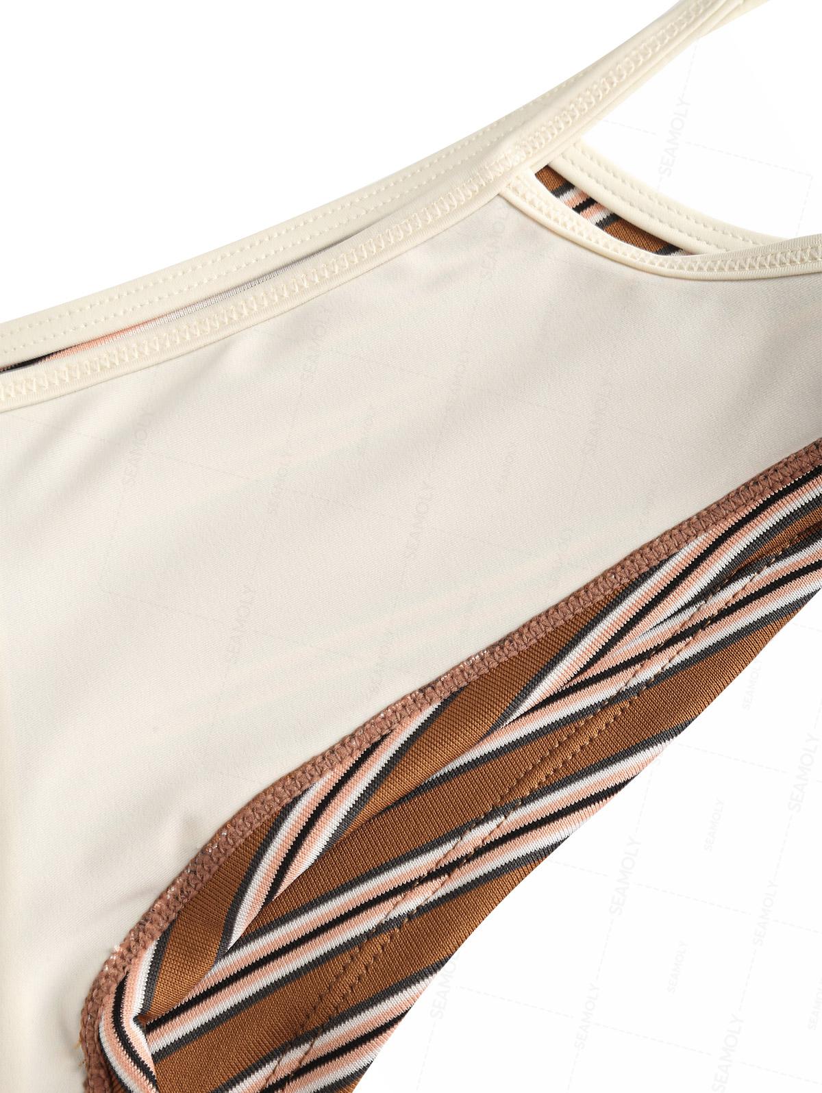 Seamolly Striped Contrast Binding Cutout Tied Cheeky Boyshorts Bikini Set - Image 6