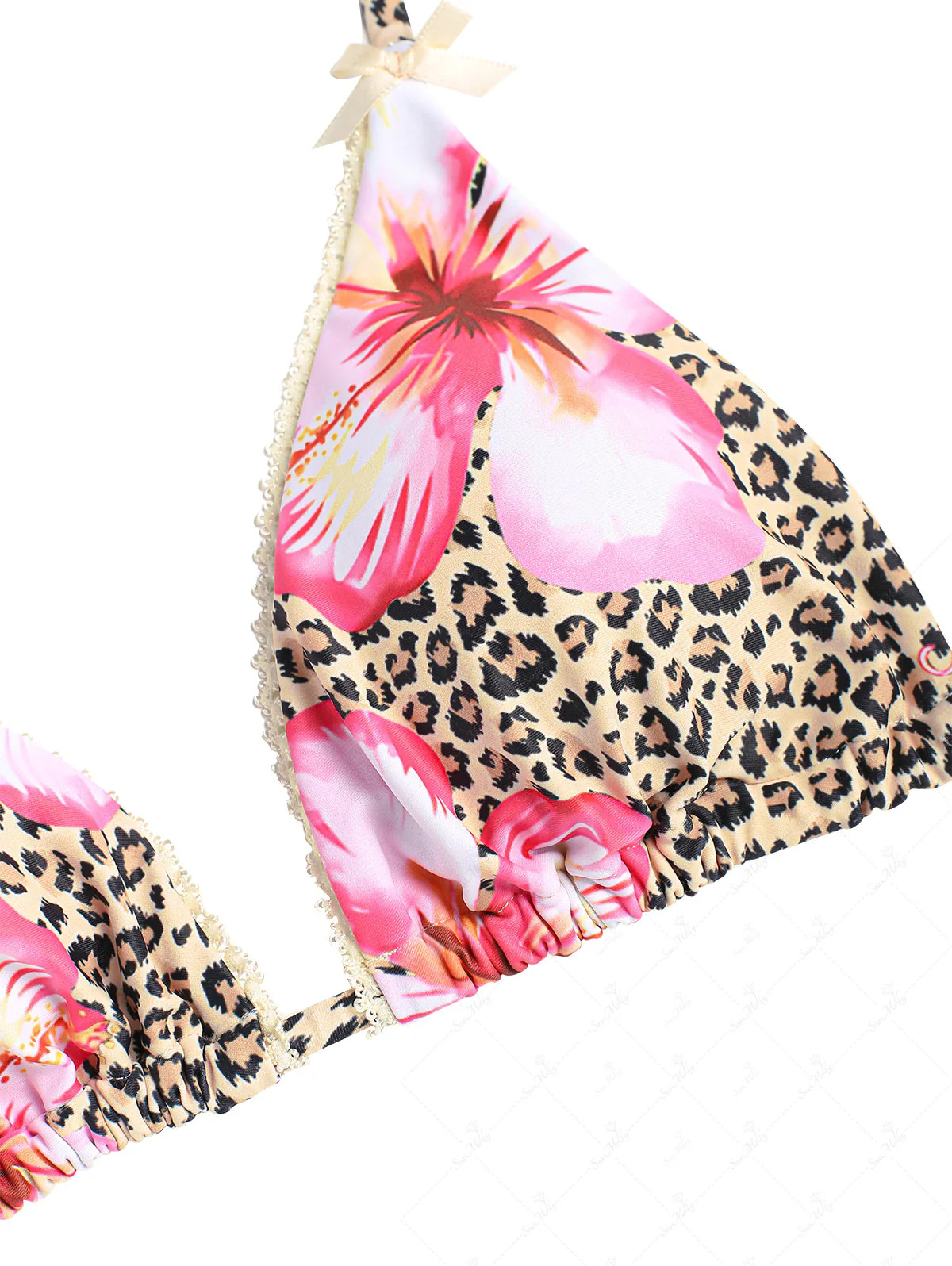 Seamolly Vintage Leoparden-Bikini-Set mit floralem Spitzenbesatz und Neckholder-Triangel-Schnitt – Hawaii-Stil - Image 20