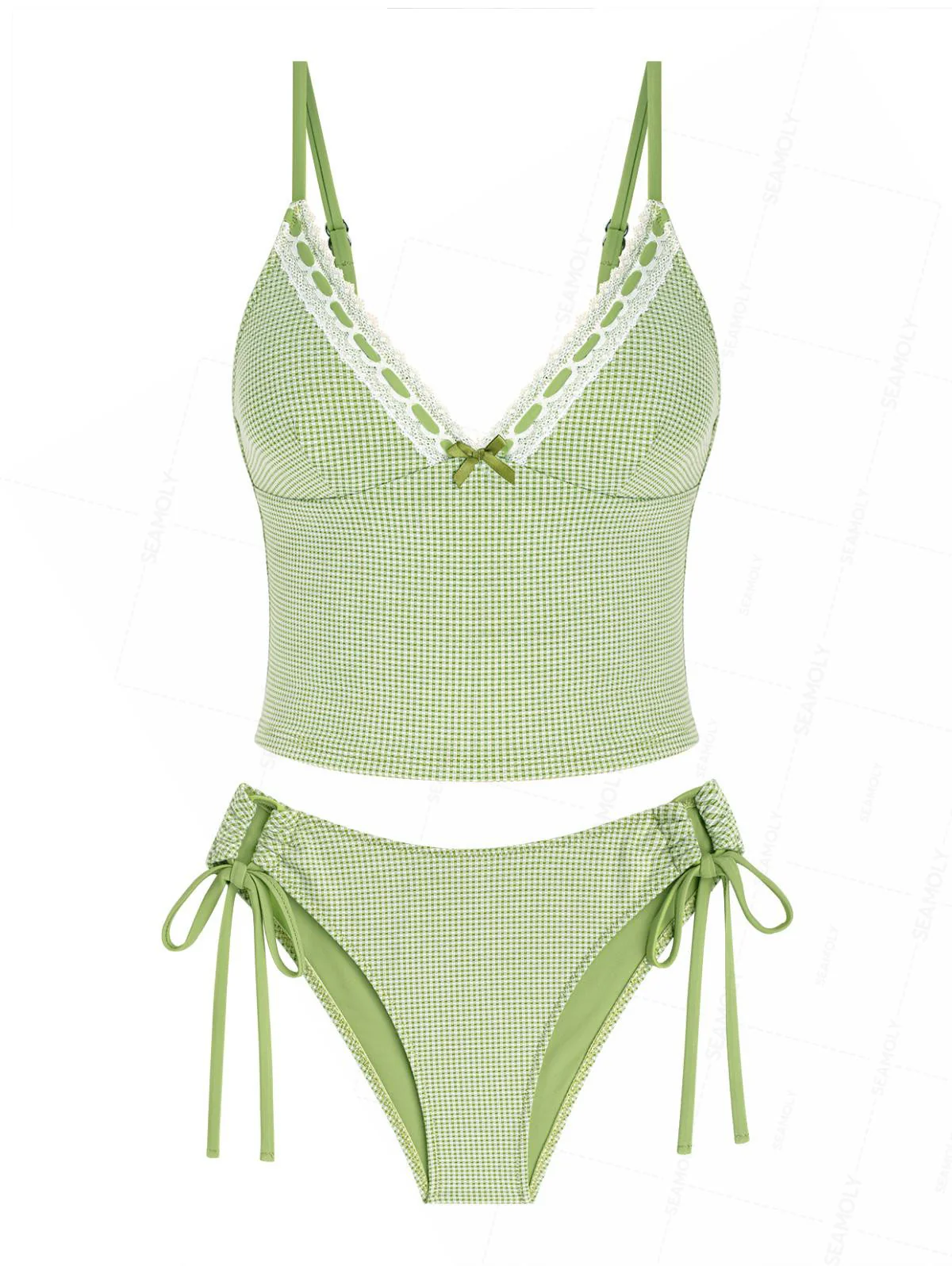 Seamolly Tankini-Set mit Vichy-Karo, Schleife und seitlicher Bindetechnik - Image 2