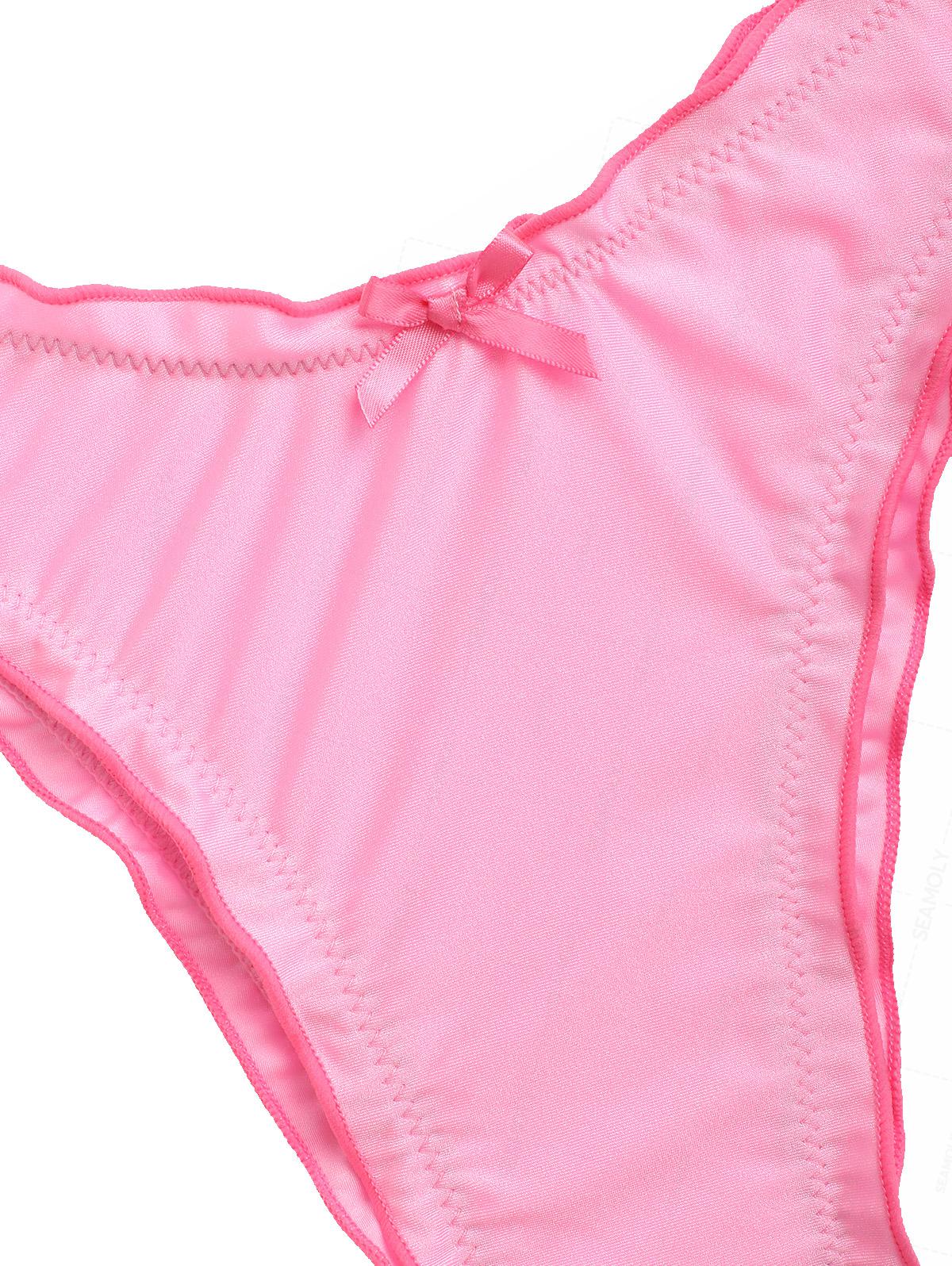 Seamolly Hellrosa kontrastierendes Rüschen-Bikini-Set mit Schleife, Neckholder und Dreiecksbindung - Image 5
