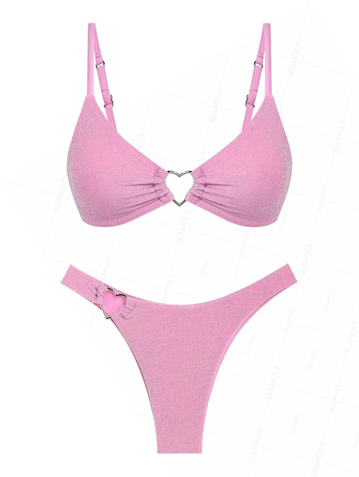 Seamolly – Freches Bikini-Set mit glitzerndem Lurex-Dekor in Herzform und Metalldekor - Image 2
