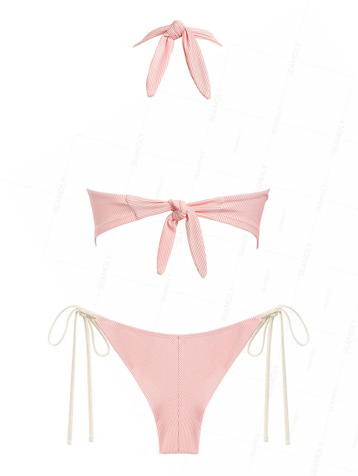 Seamolly Retro Chic Gestreiftes Neckholder-Tanktop & Cheeky Brazilian Tankini-Set - Image 2
