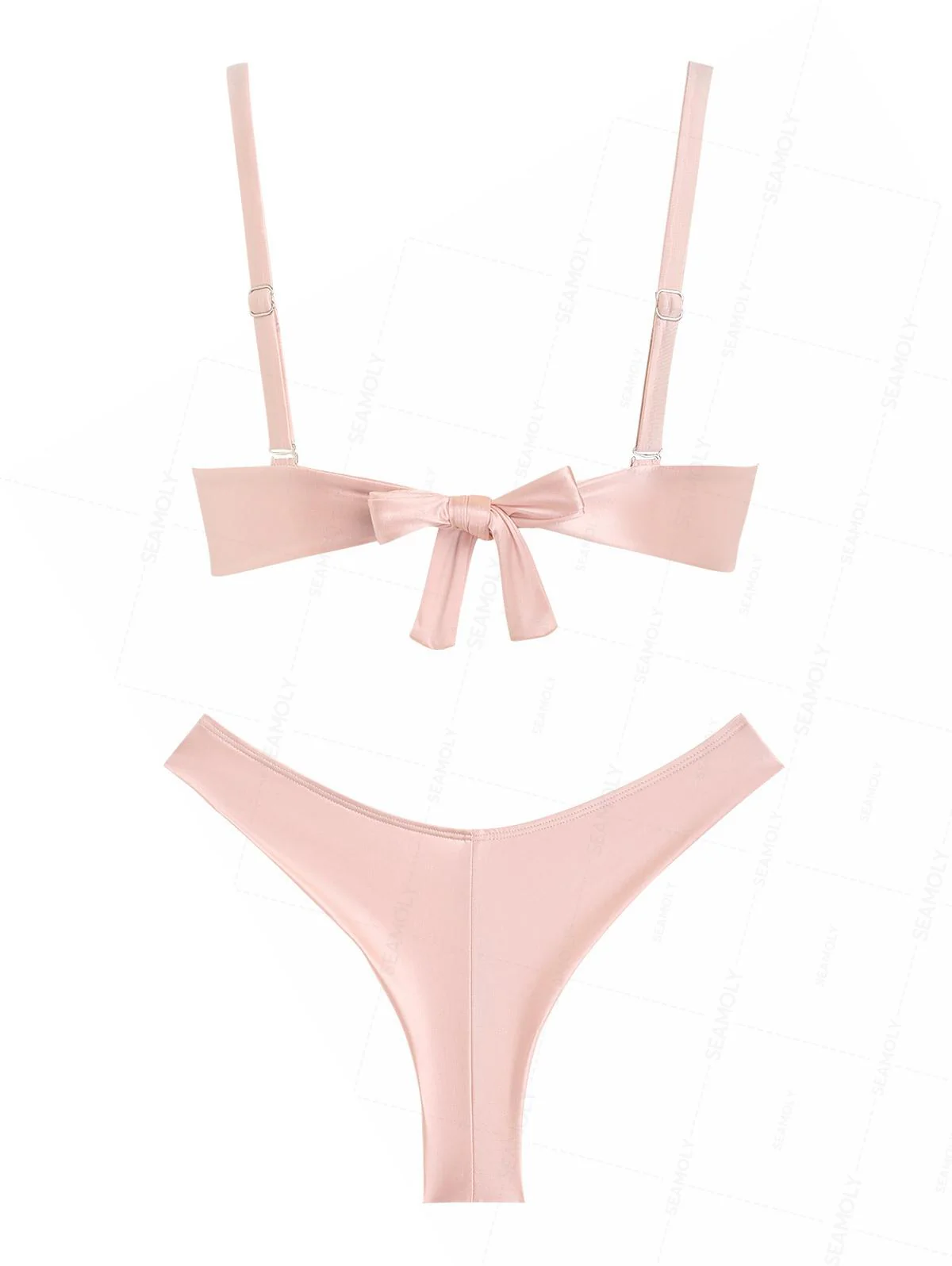 Seamolly Satin Bikini-Set mit gerafftem Bügel-Oberteil und frechem brasilianischem Höschen - Image 2